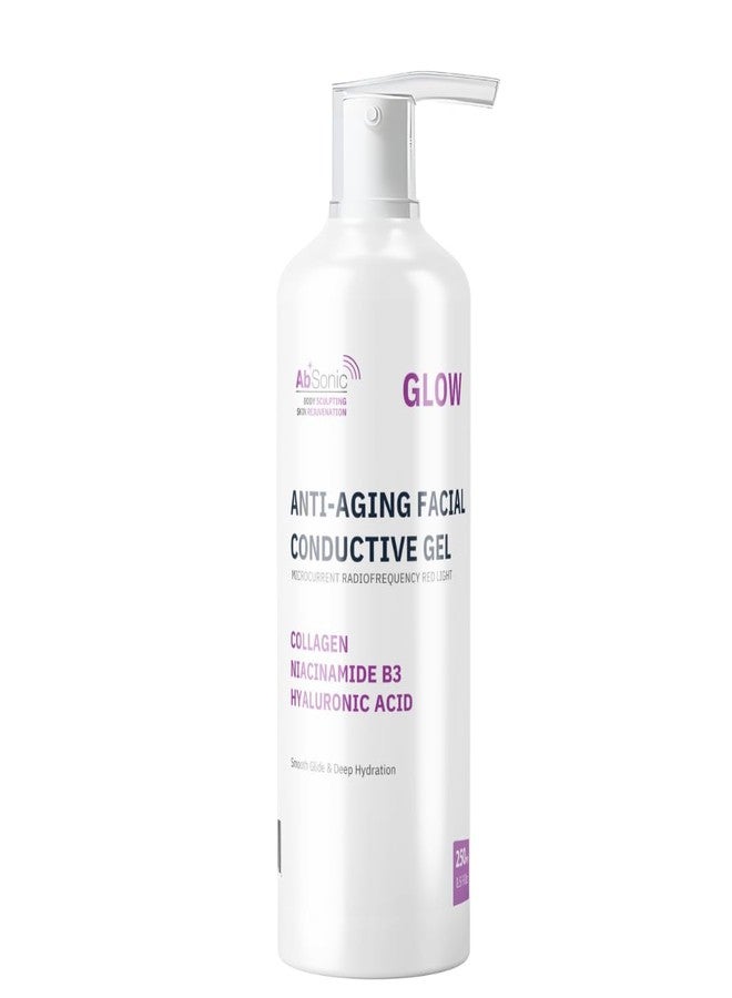 Absonic Glow Anti-Aging Microcurrent Conductive Gel - Serum Enriched with Hyaluronic Acid, Collagen, Niacinamide B3 for Facial, LED, RF & Nuface Devices - 8.5oz Bottle - Made in USA - Image 1